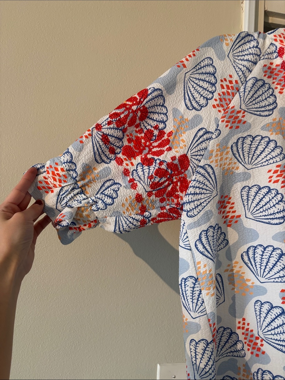 THML Shell-Print Top White, Blue & Red - Picture 4 of 8
